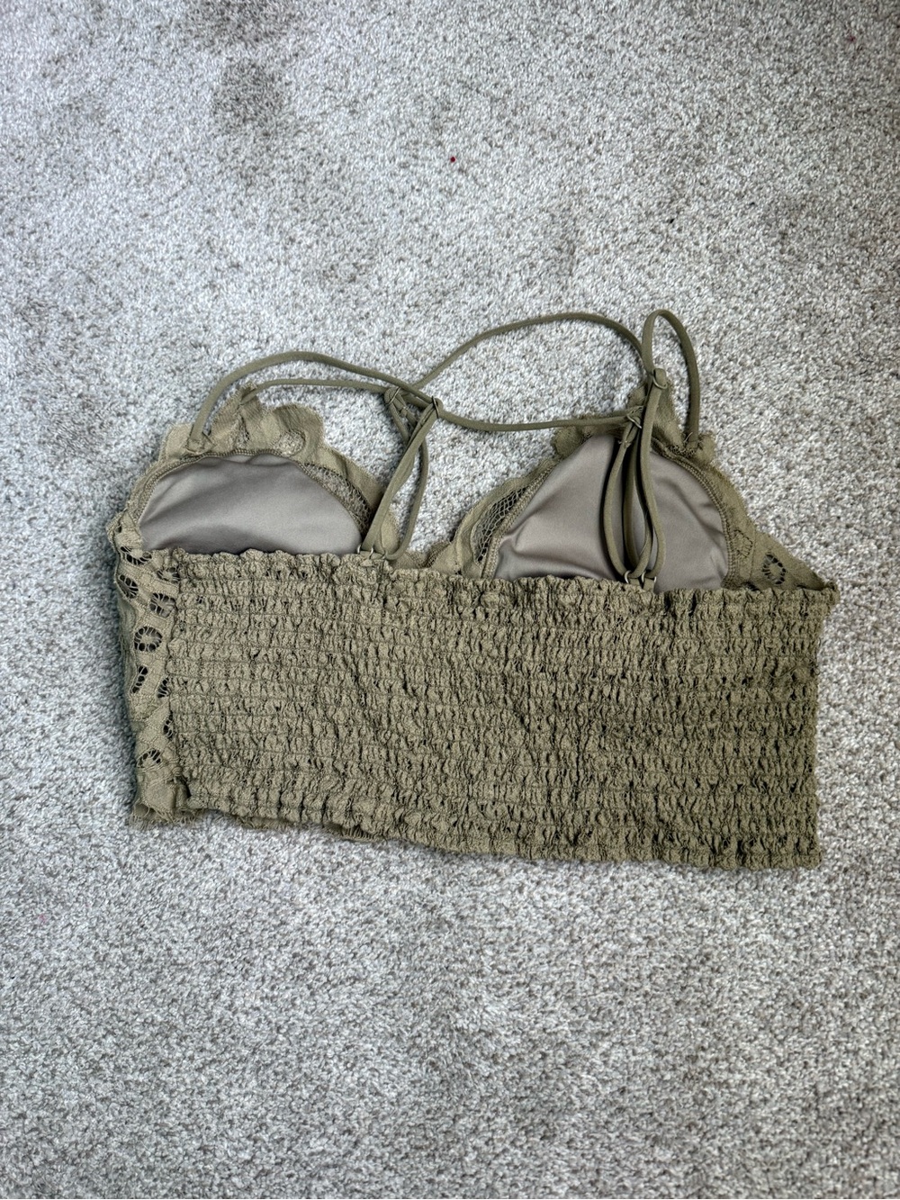 Zenana Outfitters Olive Green Lace Bandeau Bralette/Crop top size 1x adjustable - Picture 2 of 3